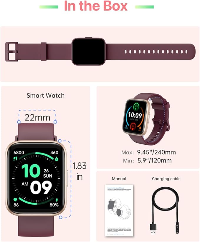 Smart Watches for Women Men - 1.83" HD 2025 Smartwatch with 100 Sports Modes, Heart Rate/Sleep Monitor, IP68 Waterproof, Bluetooth Call & Music Control for iPhone/Android