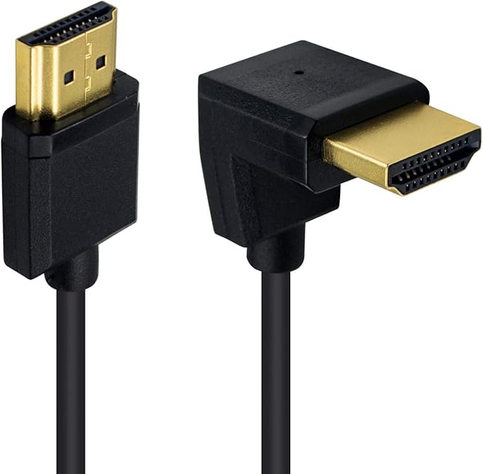 Duttek 4K Short HDMI Cable, Extreme Thin UP Angled HDMI Male to Male Coiled Cable for 3D and 4K Ultra HD TV Stick HDMI 2.0 Cord Extension Converter (1.2M/4FT)