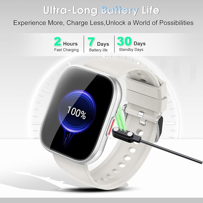 aycy Smart Watch for Men Women Bluetooth Call, 1.85" HD Touch Screen Fitness Watch with Sleep Heart Rate Monitor, 112+ Sports Modes, IP68 Waterproof Activity Trackers for Android iOS, Beige