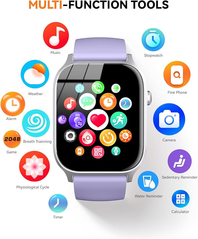 Smart Watches for Women Men, Fitness Tracker Watch with 110 Sports Modes, Step Counter/Sleep Monitor/Pedometer, IP68 Waterproof, Bluetooth Call & Music Control Smartwatch for iPhone/Android,Pueple