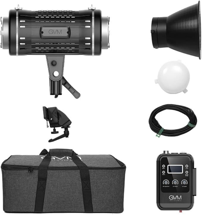 GVM 100W LED Video Light, RGB+Bi-Color Double Sided Photography Light, 77600 Lux/0.5m COB Light CRI97+ 2700K-7500K, 12 Lighting Effects, App Control, Photography Studio Light for Video Shooting