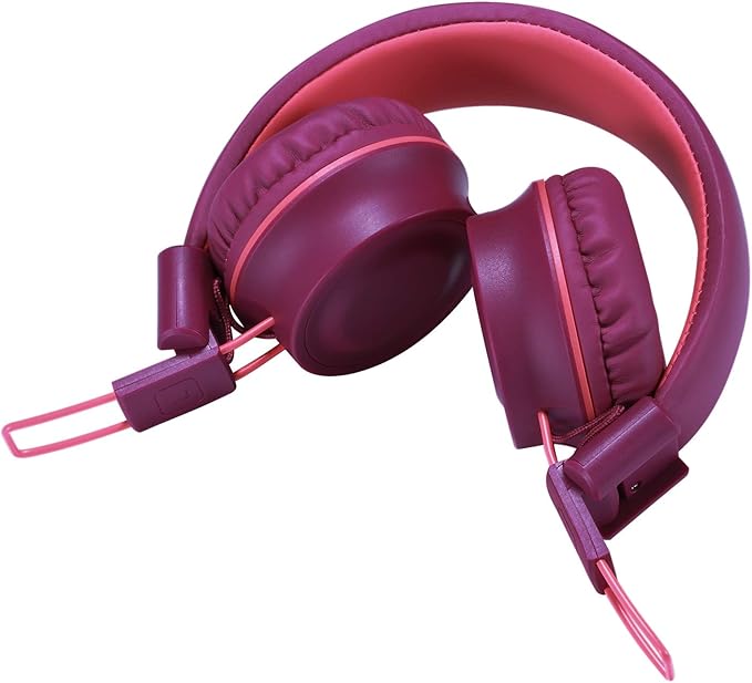 noot products Kids Headphones K33 Foldable Stereo Tangle-Free 5ft Long Cord 3.5mm Jack Plug in Wired On-Ear Headset for Children/Teens/Boys/Girls/ipad/School/Kindle/Travel/Plane/Tablet (Plum)