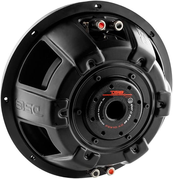 DS18 PSW10.4D 10" Shallow Mount Subwoofer 1000 Watts Max Power 500 Watts RMS Dual Voice Coil 4+4 OHMS Water Resistant - Best Sub for Tight Spaces in Car & Trucks - 1 Speaker