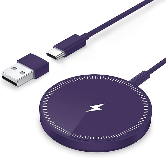 Magnetic Wireless Charger Fast Charge Strong Magnet Charging Pad for iPhone 17/16/15/14/13/12 - Series&AirPods Pro 4-2, Daul Ports, Case-Friendly, Ultra-Slim & Portable for Travel Nightstand Desk