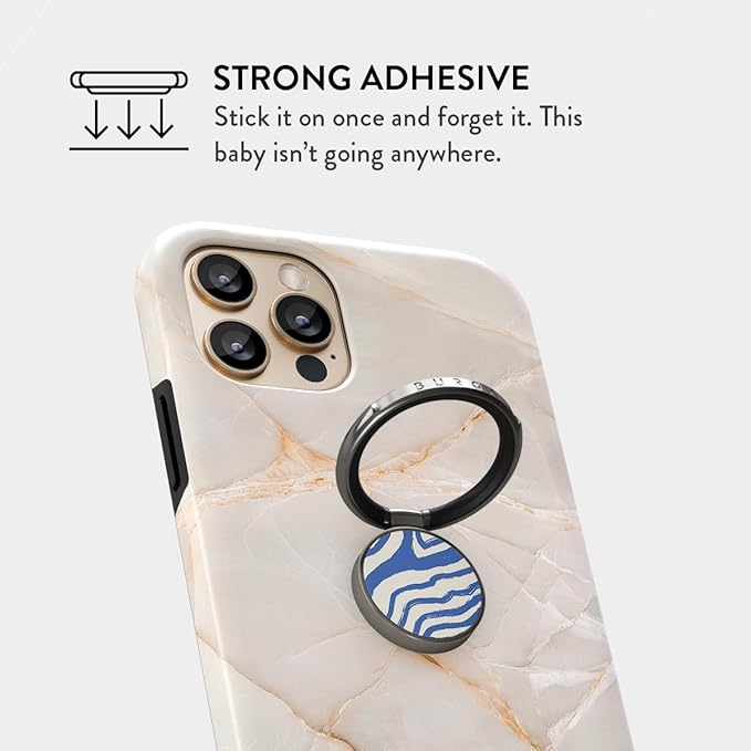 BURGA Cell Phone Ring, Holder Grip and Stand - Finger Phone Grip for Back of Smartphone Case, Kickstand 360 Rotation, Universal Ring for iPhone Samsung Galaxy Huawei Google Pixel, Stylish Accessories