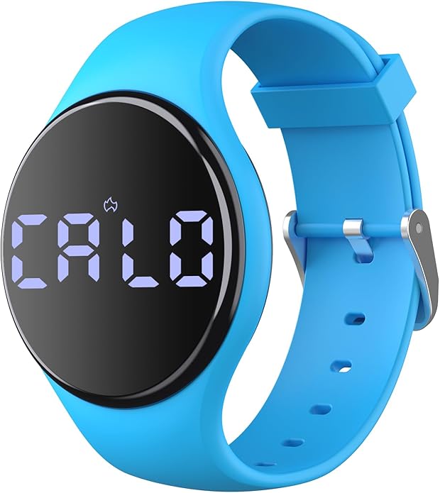 Fitness Tracker Watch with Step Counter for Men and Women, 8 Sets Alarm with Vibration or Music for Schedules Alerts, Rechargeable, Pink, Blue and Black