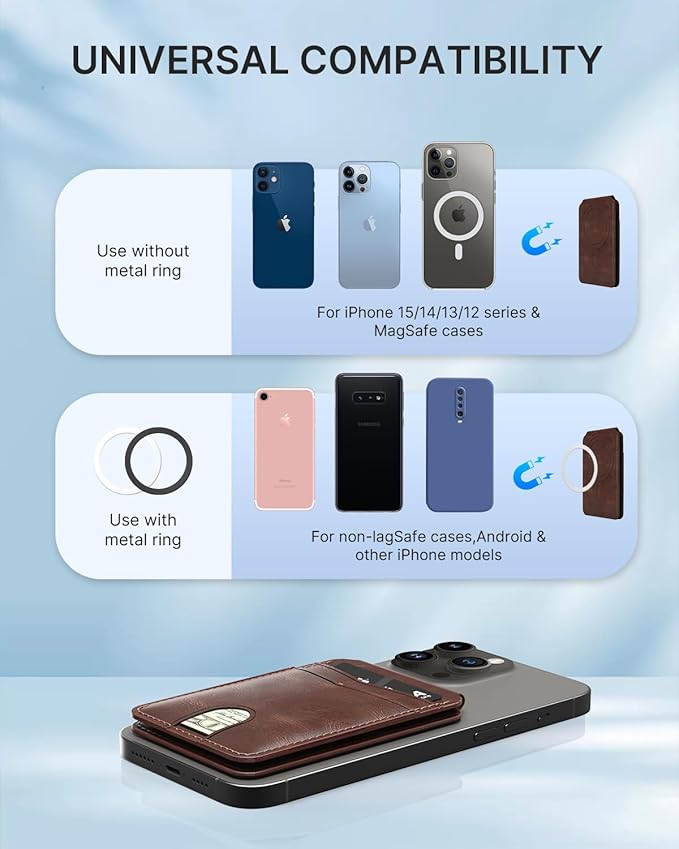typecase Magnetic Wallet Compatible with Magsafe: Magnetic Phone Wallet & Card Holder for Apple iPhone 16 15 14 13 12 Pro Max - Adjustable Mag Safe Wallet Stand with 4 Card Slots - Brown
