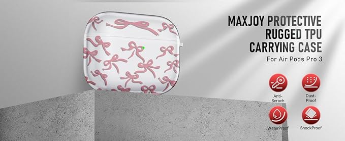 for AirPods Pro 3 Case (2025) with Cleaner Kit, Cute Soft Silicone Cover Compatible AirPods Pro 3rd Genera case with Keychain for Women Men with Keychain for Airpod Pro case(2025) Pink Bow
