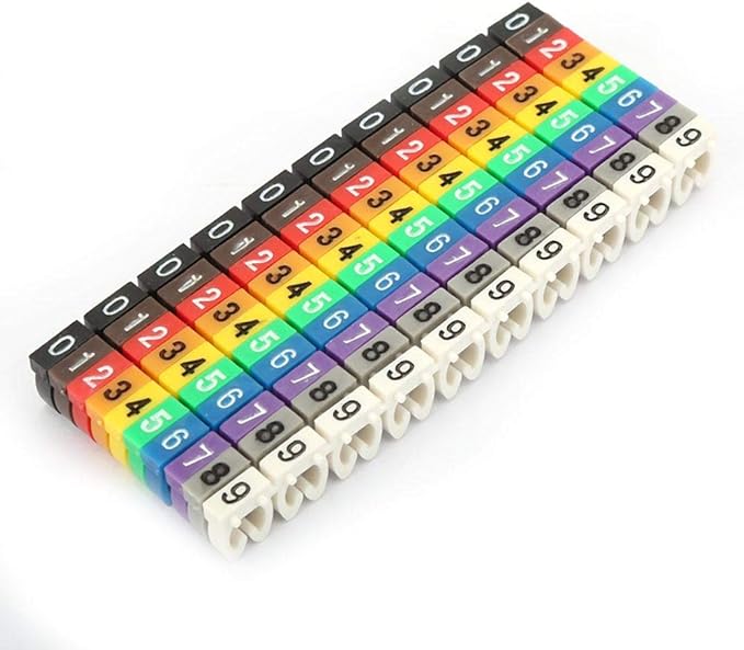 Fafeicy Coded Clip on Wire Markers, Wire Number Labels, Colorful Wire Numbering Marker Tube Cable Marker for Marking(100PCS -4MM 4)
