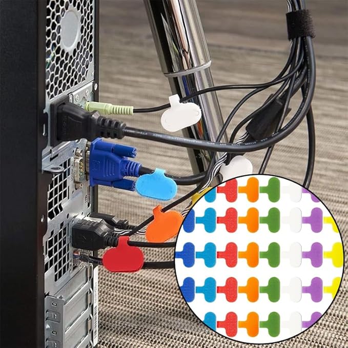 40 Pcs Multi Color Cable Labels Tags, Waterproof Writable Wire Labels with Self-Adhesive for Electronics, Computer & Industrial Cable Management(2.4" x 1.5")