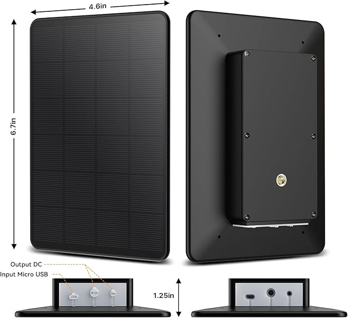 LIYVZ Trail Camera Solar Panel with Bulit-in 5000mAh Battery 2 Pack, 3W Solar Panel for Trail Camera IP66 Waterproof Multi Interfaces with USB-C & DC 6V/9V/12V Output, 360° Adjustable