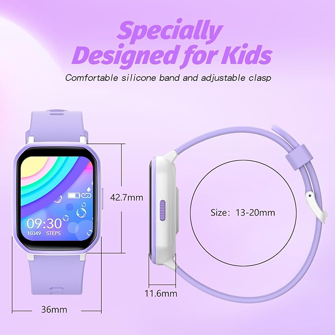 Kids Smart Watch Girls Boys, Fitness Tracker for Kids, 1.5 Inch DIY Dial, 19 Sport Mode, Sleep Monitor, Pedometers, Heart Rate, IP68 Waterproof, Great Gift for Boys Girls Teens 6-14
