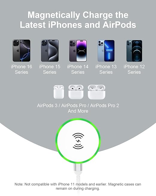 Pixelsnap 10 9a MagSafe Wireless Charger Pad with Stand 15W Fast Charging Magnetic Pad for Samsung Galaxy S25 Ultra/S24, iPhone 17/16e/15, Google Pixel 9a/10 Pro XL, AirPods, Android Cordless Charger