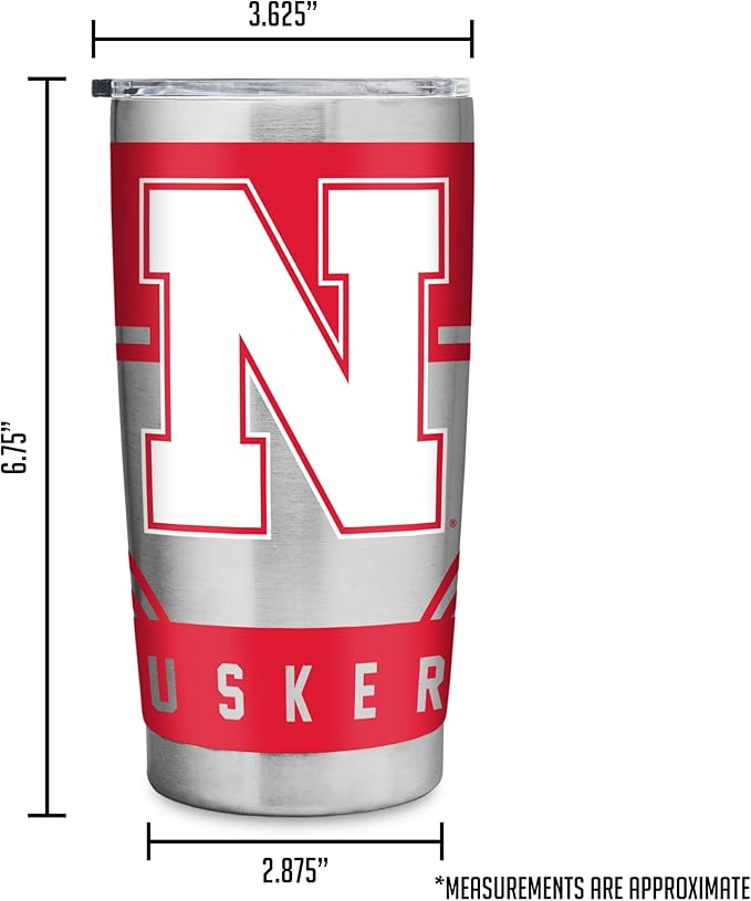 Rico Industries NCAA 20oz Stainless Steel Tumbler with Lid - Great For Coffee, Tea, Water or Cocktails