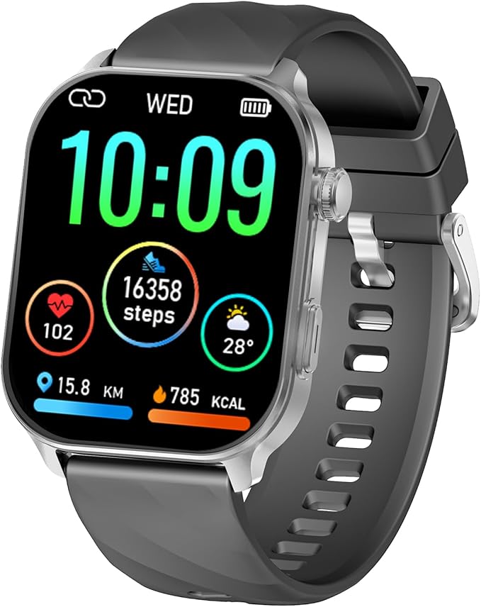 Smart Watch for Men Women Built-in GPS Fitness Tracker, 2.01" HD Touchscreen(Answer/Make Calls), 110+ Sport Modes with Heart Rate/Sleep Monitor/Compass, 1 ATM Waterproof, for Android iOS, light black
