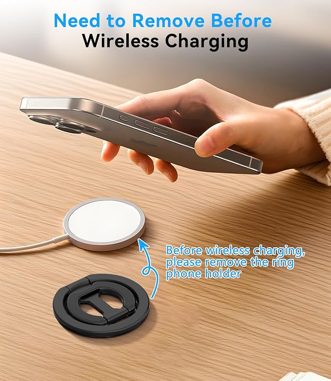 Magnetic Ring Holder for MagSafe Dual-Sided, Removable Phone Finger Grip Holder Adjustable Kickstand for iPhone 17/16/15/14/13 Series, Magnet Phone Stand Grip Compatible with Magnetic Car Mount