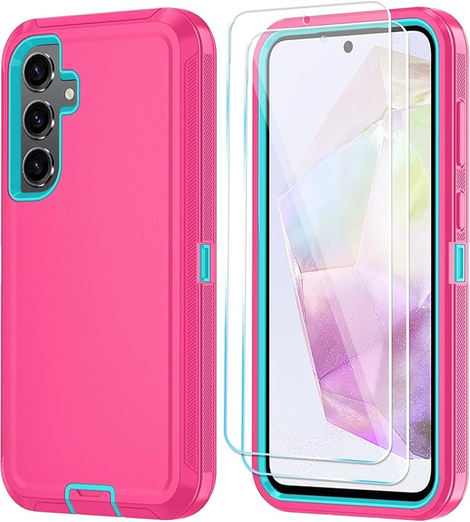 ONOLA Compatible with Samsung Galaxy S26 Case with HD Screen Protector, Heavy Duty Shockproof & Dropproof 3-Layer Cover Phone Case for Galaxy S26 6.3'',PinkSkyBlue