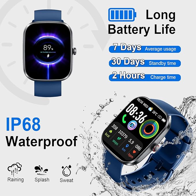 AI Smart Watch with ChatGPT, 1.91" Bluetooth Calling Smartwatch for Men Women, 110+ Fitness Modes Activity Tracker, Sleep/Heart Rate/Calorie Monitor, IP68 Waterproof Step Counter for Android iOS