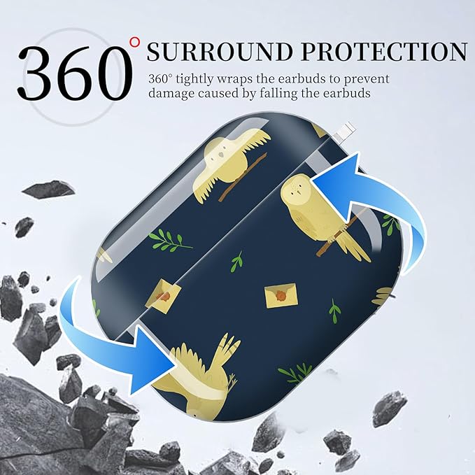 for AirPods Pro 3 Case, Compatible with AirPods Pro 3rd Generation Case (2025), Shockproof Protective Cover with Golden Carabine (Cute Owls and envelopes)
