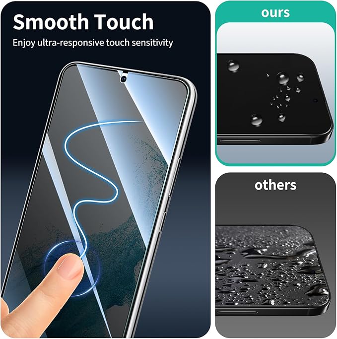 Privacy Screen Protector for Samsung Galaxy S22+/S22 Plus/S23+/S23 Plus, Anti-Spy Tempered Glass, 9H Hardness Anti-Scratch Shatterproof, Secure Private Protection, Bubble-Free Easy Install Case Friendly - 3 Pack