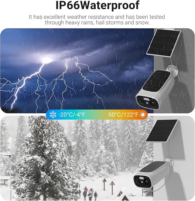 Rraycom 2.5K Solar Security Cameras Wireless Outdoor, 2.4/5Ghz WiFi Battery Solar Powered Security Camera System,Forever Power,Color Night Vision,AI Detection, 2 Way Audio,No Monthly Fee (C366-2PC)