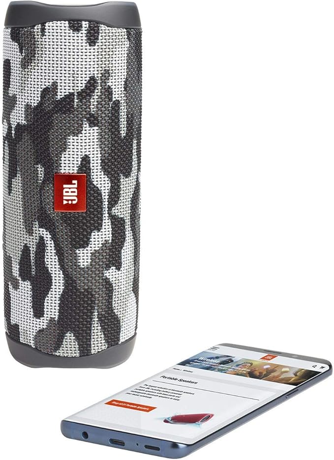 JBL Flip 5 Portable Waterproof Wireless Bluetooth Speaker - Black Camo (Renewed)