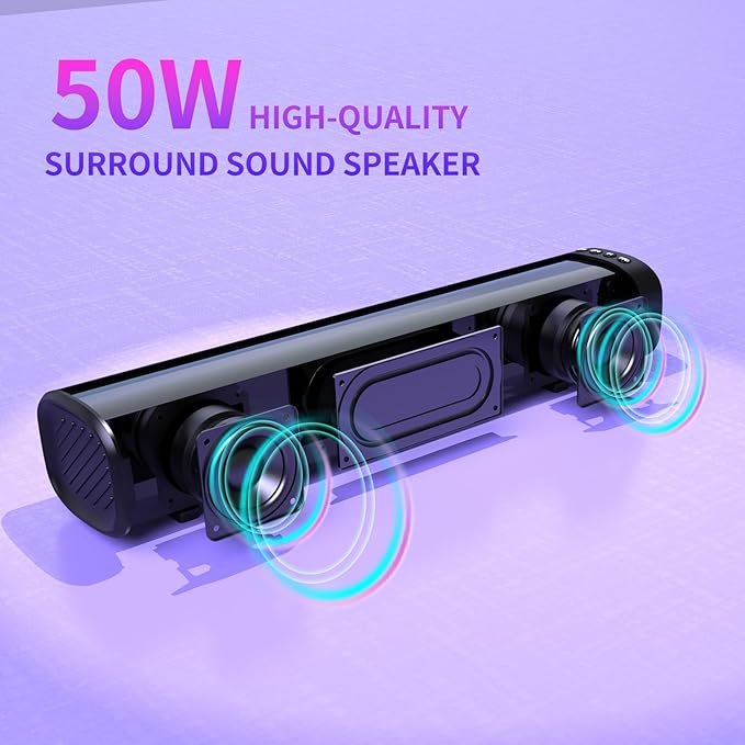 Sound Bar for Smart TV, Sound Bar, Bluetooth Sound bar, with Optical/AUX/HD ARC, Surround Sound Speakers, Surround Sound System for TV/PC/Gaming/Projectors, Wall Mountable PC Soundbar