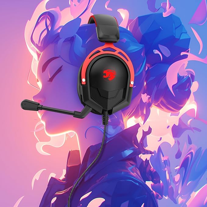 A88 Gaming Headset with Mic for Ps5, Pc, Xbox One Series X/s, Ps4, Switch, Stereo Wired Noise Cancelling Headphones with Microphone for Computer, Laptop, Mac, Nintendo, Games (Red)