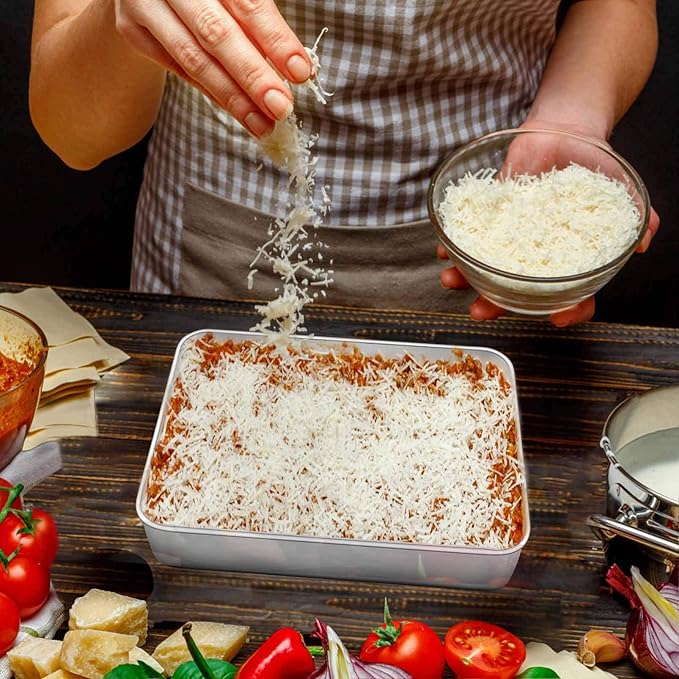TeamFar Rectangular Cake Pan with Lid, 9.3’’ x 7’’ Stainless Steel Small Lasagna Baking Roasting Pan, Non-Toxic & Deep Side, Dishwasher Safe