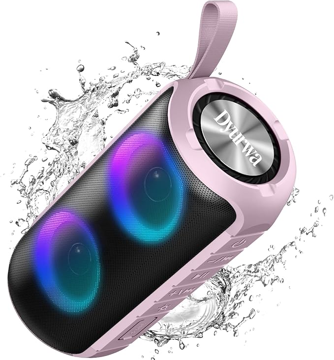 Bluetooth Speaker, 2026 NEW Portable Wireless Speaker, 24W Super Loud,TWS Pairing, Colorful RGB Lights, IPX7 Waterproof, 12H Playtime, HD Call for Outdoor/Home/Party/Beach, White Elephant Gift Pink
