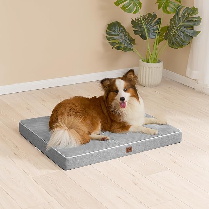 EHEYCIGA Memory Foam Dog Bed Orthopedic 35"x23",Waterproof Pet Bed for Larged Size Dogs ,Washable Pet Mat with Removable Cover, Grey