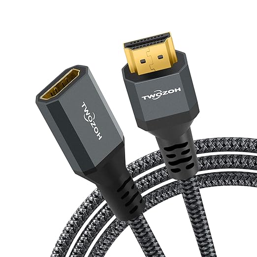 Twozoh 8K 4K HDMI Extension Cable, HDMI 2.1 Male to Female Cable, Nylon Braided HDMI Extender Cable Support 8K@60Hz 4K@120Hz 48gbps(5FT)