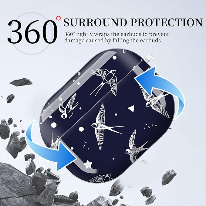 for AirPods Pro 3 Case, Compatible with AirPods Pro 3rd Generation Case (2025), Shockproof Protective Cover with Golden Carabine (Cute Bird)