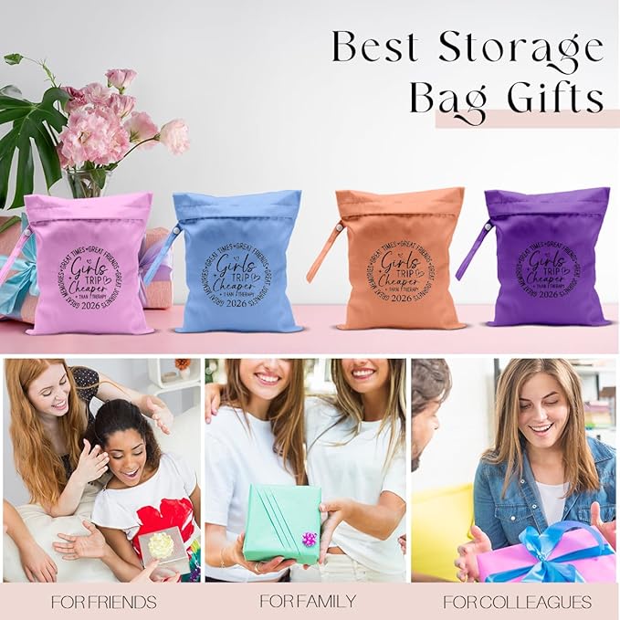 4Pcs Girls Trip Gifts Wet Dry Bag, Beach Bag Wet Bag Favors Aloha Bags, Sunscreen Bags Swimsuit Toiletry Travel Essentials For Women, For Beach Travel Laundry bags Dirty Diaper Swimsuit Gifts
