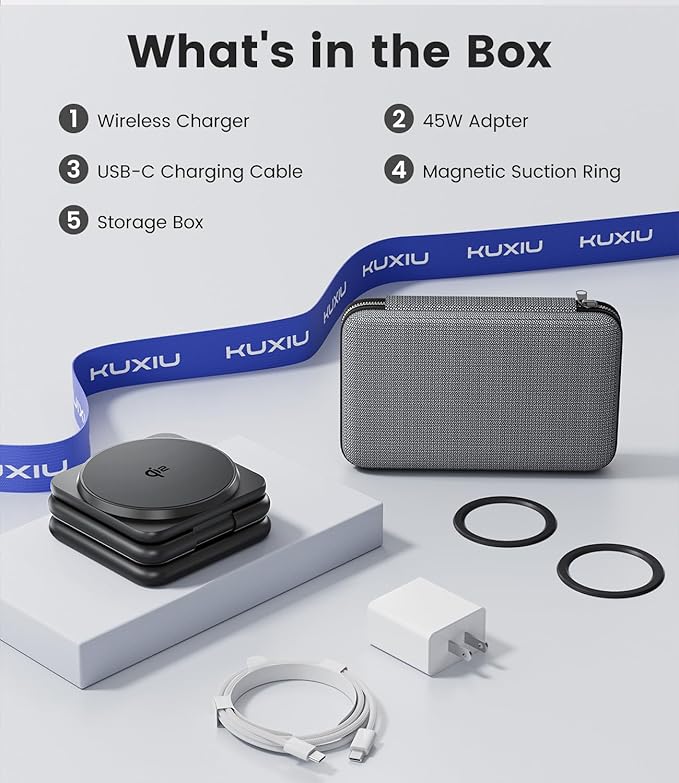 KU XIU Qi2 Certified 3 in 1 Charging Station for Samsung, Aluminum Alloy Foldable 15W Wireless Charger for Galaxy S26 S25 Series Z Flod 7, Fast Charger for Galaxy Watch Ultra, for Galaxy Buds