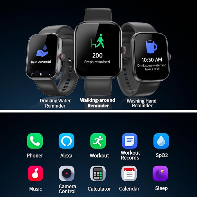 Smart Watch for Men Women with Alexa Built-in, 1.91" HD IP68 Waterproof Fitness Watch with Bluetooth Call (Answer/Dial), Heart Rate/Sleep/Stress Monitor, 100+ Sports Tracker Reloj Inteligente