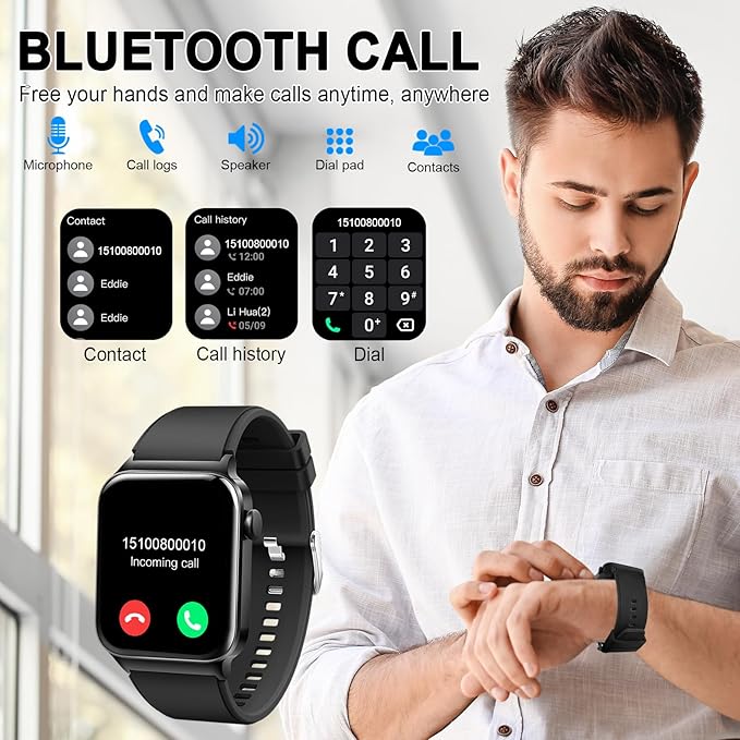 Smart Watch for Men Women, Fitness Tracker Heart Rate Monitor, 1.85" Touch HD Smartwatch for Android iOS IP68 Swimming Waterproof for 100+ Sport Modes, Sleep Tracking, Step Pedometer Calories Tracker