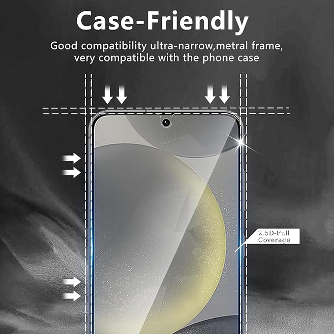 3 Pack Screen Protector Designed for Galaxy S24 Plus with 3 Pack Tempered Glass Camera Lens Protector,Ultra HD Clear,9H Hardness,Easy Install - Case Friendly,Scratch Resistant