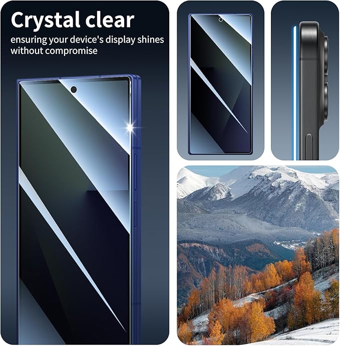 Privacy Screen & Camera Lens Protector for Samsung Galaxy Z Fold7, Double Shatterproof Anti-Spy Tempered Glass, Private Black Protection, 9H Hardness Anti-Scratch Case-Friendly, 3 Pack Each