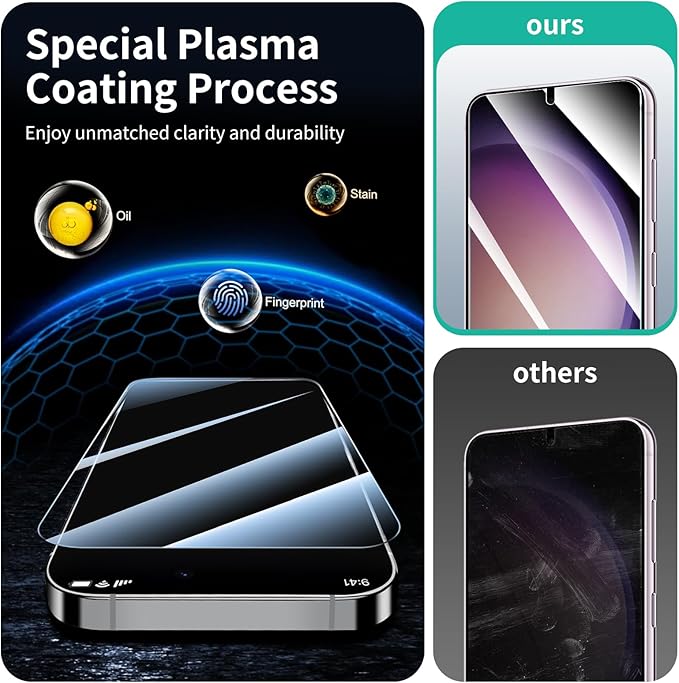 Screen Protector & Camera Lens Protector for Samsung Galaxy S23, HD Tempered Glass, High Light Transmittance, 9H Hardness 2.5D Curved Edges Anti-Scratch Impact-Protection Case-Friendly, 3-Pack Each