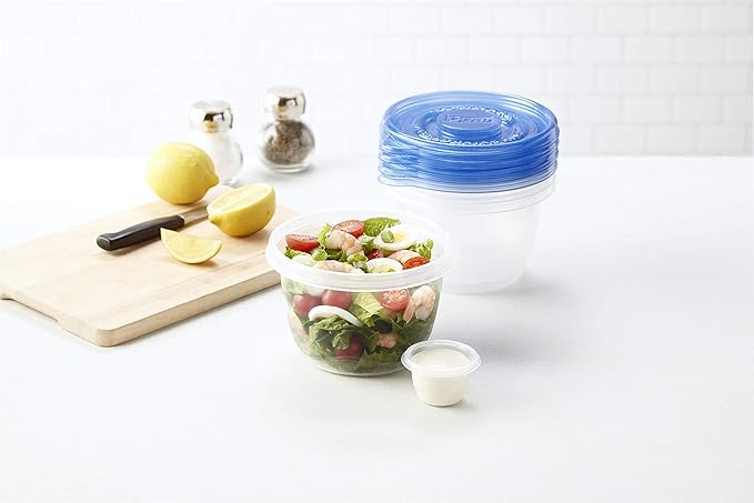 Glad Gladware Lockware to Go Food Storage Containers Medium Size Round Food Storage That Holds up to 32 Ounces of Food, Solids, or Liquids | 32 oz Containers, 4 Count Set