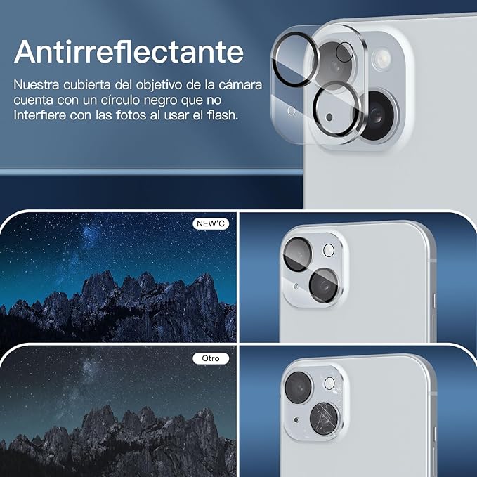 NEW'C 3X Privacy for iPhone 15 Screen Protector (6.1 inches)+ 3X Camera Lens Protector, Sensor Protection, Case Friendly Tempered Glass Film + Dust Plug - Easy Installation Tool Included | Sensor Protection, Case Friendly, Tempered Glass Film, Dust Plug