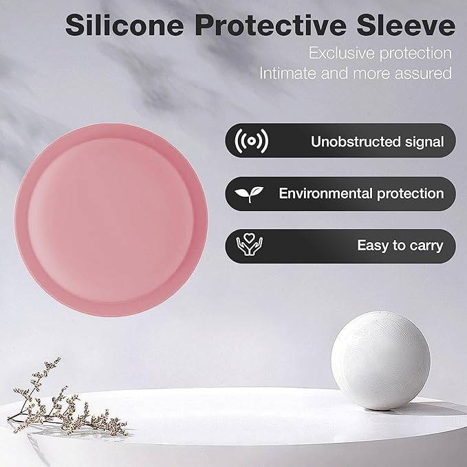 LiZHi Case for Apple Airtag Holder Airtag Case Cover Airtag Sticker Stick on Adhesive Mount Silicone for Tv Remote Car AirTag Phone Case 2 Pack (Pink)