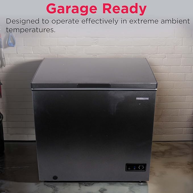 Frigidaire Chest Deep Freezer, 7 Cu. Ft. Capacity, Granita Rugged Design-Adjustable Thermostat-Removable Vinyl Coated Wire Basket-Easy Defrost Drain
