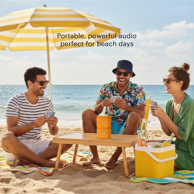 KODAK SOUNDBRIX Magnetic Splittable Bluetooth Speaker for Men Women Teens Boys Girls Portable Wireless Pairing White Elephant Gifts for Adults Up to 5H Playtime for Home Outdoor