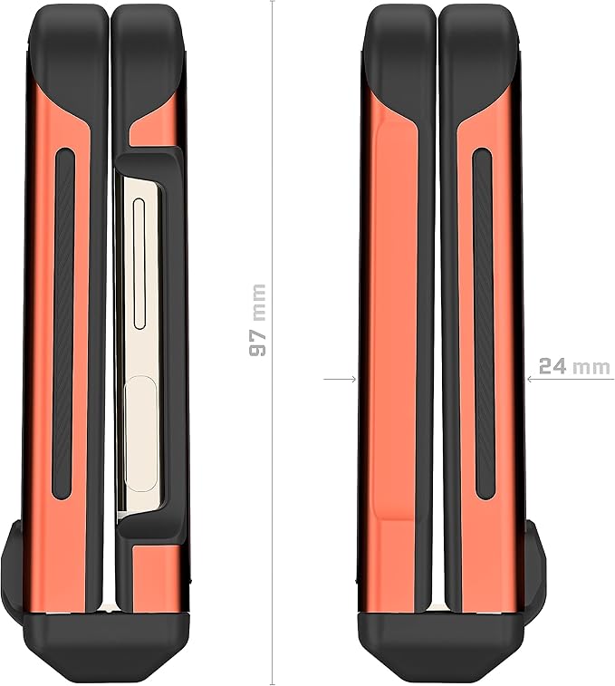 Ghostek Atomic Slim Samsung Z Flip 5 Case - Tan Fabric Back with Orange Metal Bumper, Shockproof & Dual Layer Protective Phone Case, Limited Edition Color for 2023 Galaxy Z Flip 5 Case (6.7") (Orange)