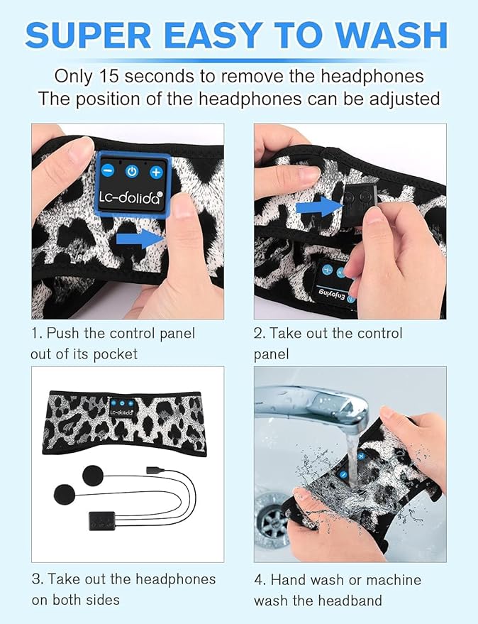 LC-dolida Sleep Headphones Bluetooth, Headband Headphones Earphones Wireless, Sleep Mask for Sleeping, Sports, Gifts, Workout, Jogging, Yoga,Insomnia, Air Travel, Meditation