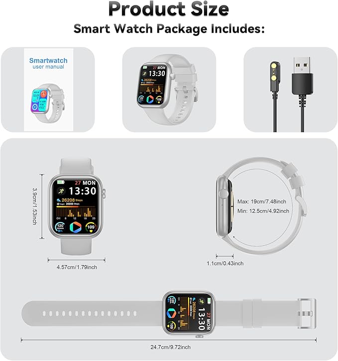 Smart Watch for Men Women(Answer/Make Call), 1.83" Fitness Watch with Heart Rate/Blood Pressure/Blood Oxygen, Pedometer, Sleep Tracker,120+ Sport Modes, IP68 Waterproof Fitness Tracker for Android iOS