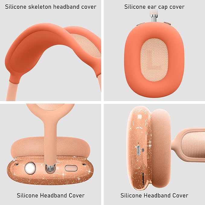 Case Cover for AirPods Max Headphones,Anti-Scratch Ear Pad Case Cover/Ear Cups Cover/Headband Cover/Top Pad Protector,for AirPods Max. Clear Soft TPU and Silicone,Skin Scratch Proof.
