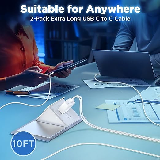 iPhone 17 Pro Max Charger Fast Charging,2-Pack 35W Dual Port USB C Fast Charger Block, 3.0 PD Quick Adapter &【Apple MFi Certified】 Extra Long 10FT 60W USB C to C Cable for iPhone 17/17 Pro/Air/16E/15